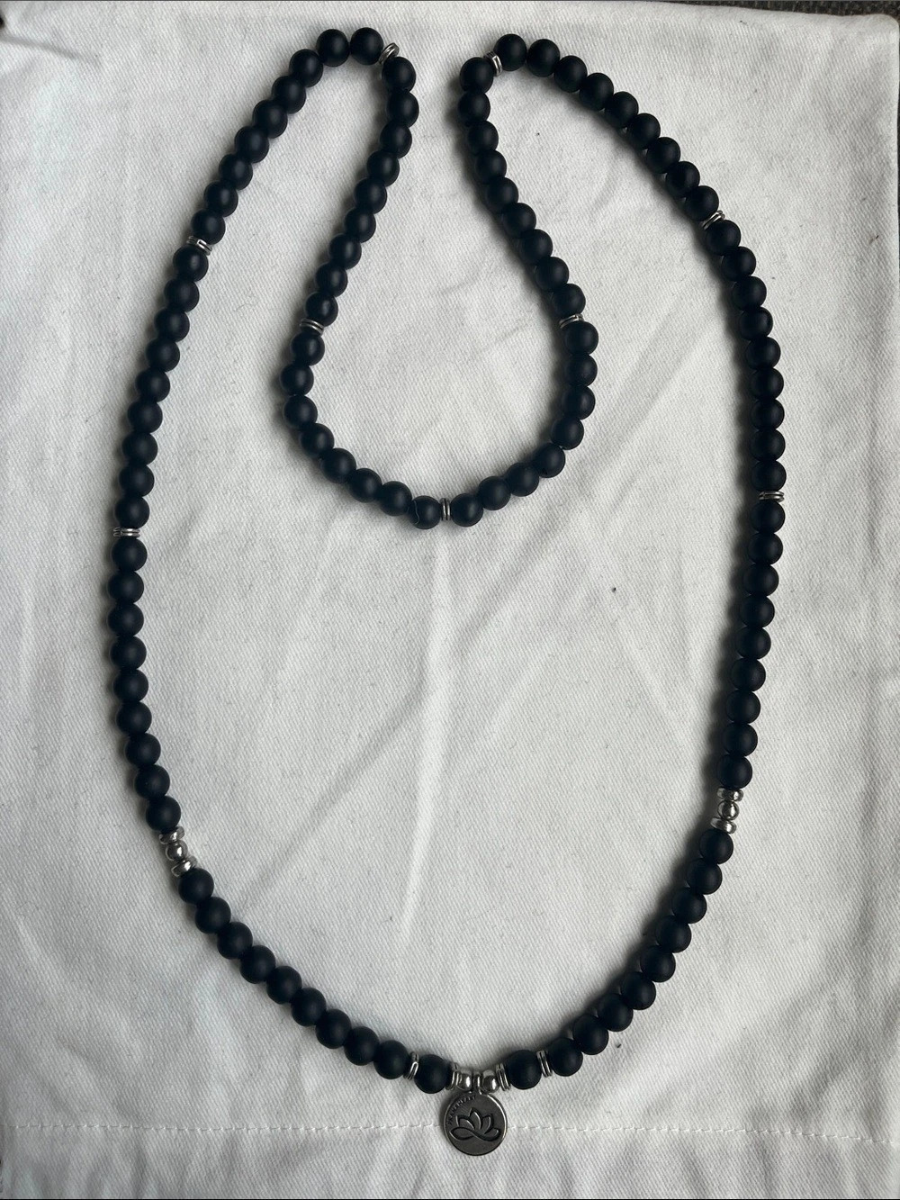 Black Beaded Pendant Necklace